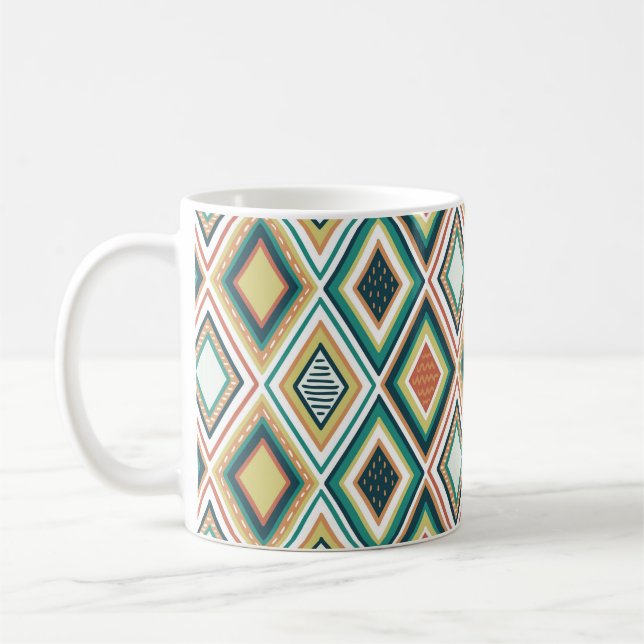Diamond Geometric Pattern in Earth Tones Kaffeetasse (Links)
