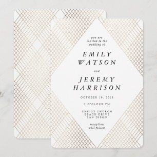 Diamond Geometric White Deko Gatsby Wedding Einladung