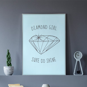Diamond Girl Shine Aqua Poster
