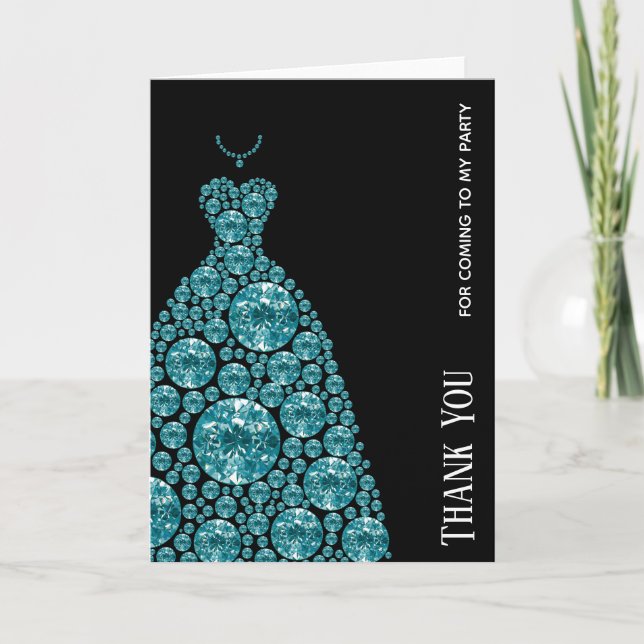 Diamond Glam Gown Dress Dankeskarte (Vorderseite)