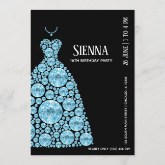 Diamond Glam Gown Dress Einladung