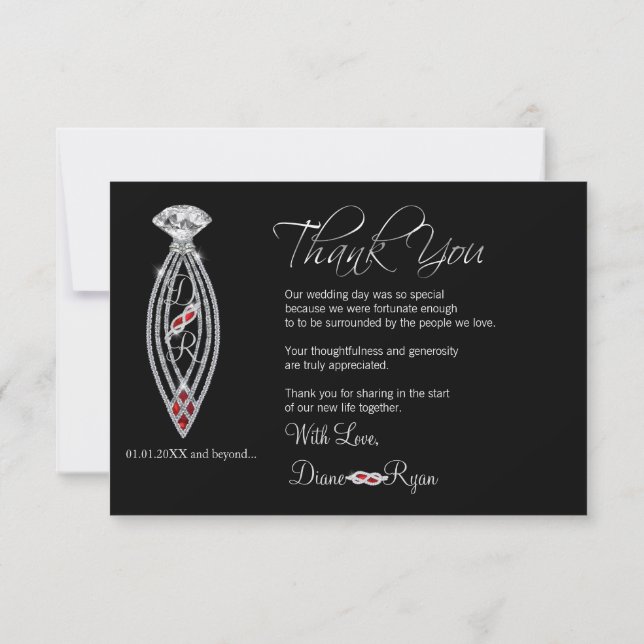 Diamond Glass Slipper Thank You Card Dankeskarte (Rückseite)