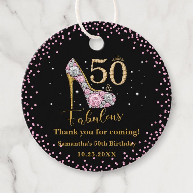 Diamond Glitzer 50 und fabelhaft 50. Geburtstag Geschenkanhänger (Vorderseite)