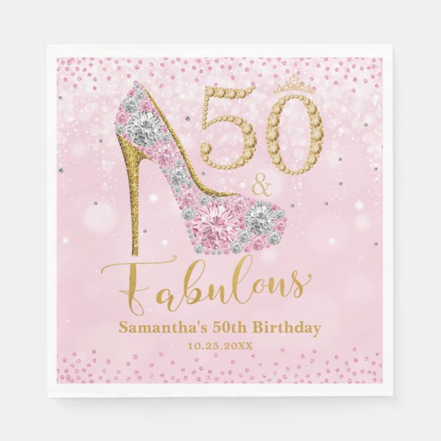 Diamond Glitzer 50 und fabelhaft 50. Geburtstag Serviette (Vorderseite)