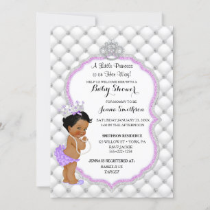 Diamond Glitzer Ethnic Princess Baby Girl Lavender Einladung