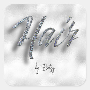 Diamond Glitzer Hair Stylist Quadratischer Aufkleber