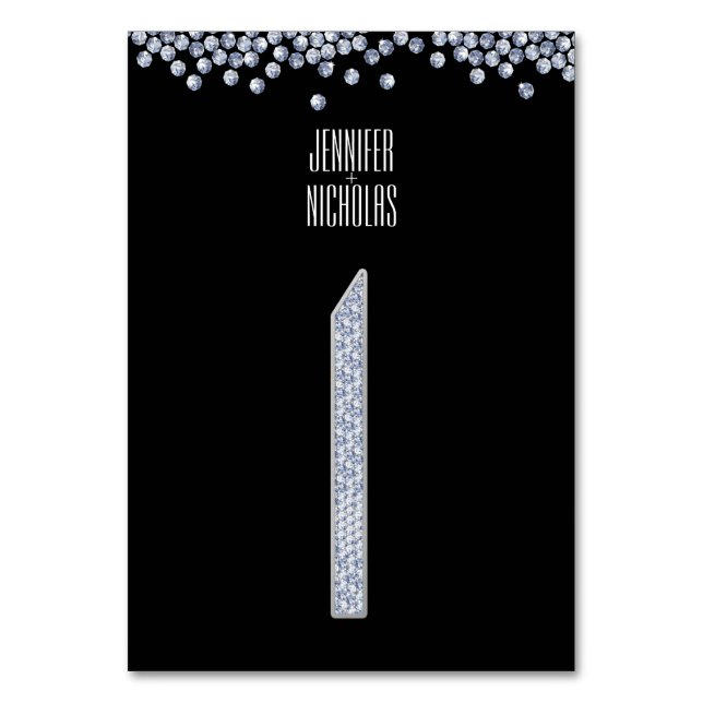 Diamond Glitzer Hochzeitsempfehlung Tischnummer 1 (Vorderseite)