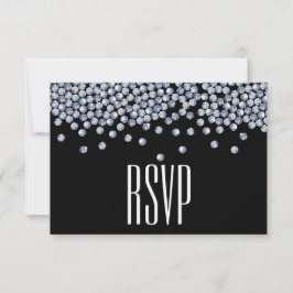 Diamond Glitzer Typografy Wedding RSVP Karte