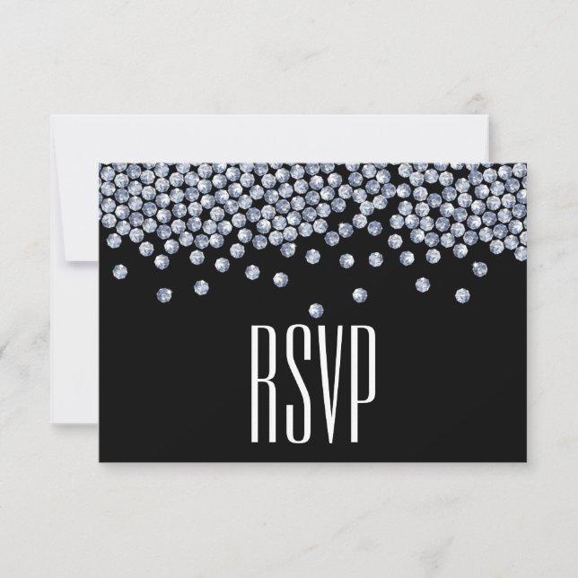 Diamond Glitzer Typografy Wedding RSVP Karte (Vorderseite)