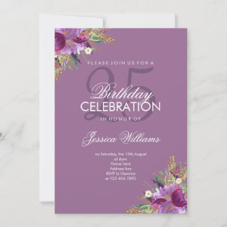 Diamond Glitzer Watercolor Blume Mauve Birthday Einladung