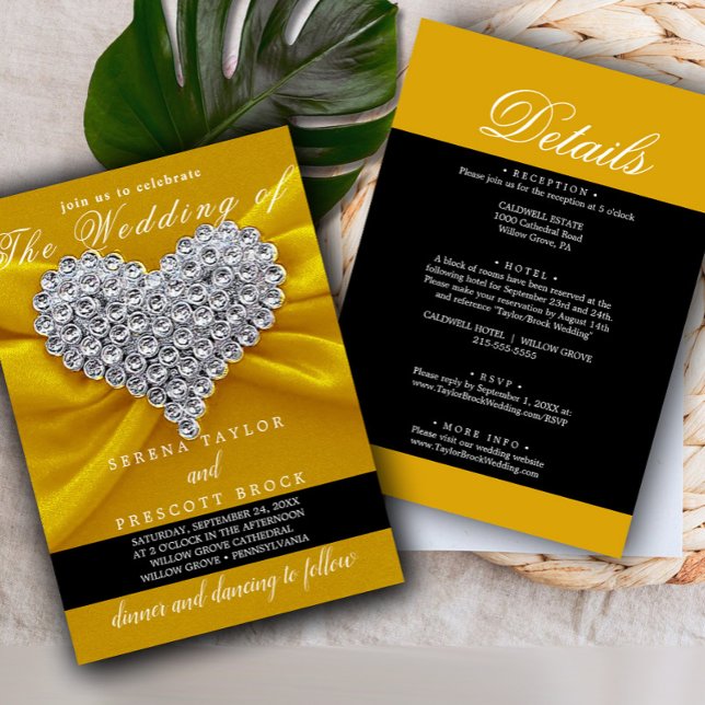 Diamond gold Elegante Kalligraphie Schöne Hochzeit Einladung (Von Creator hochgeladen)