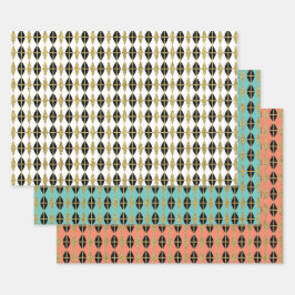 Diamond & Gold Grid Trio III Geschenkpapier Set