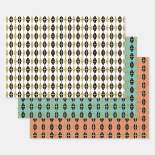 Diamond & Gold Grid Trio III Geschenkpapier Set
