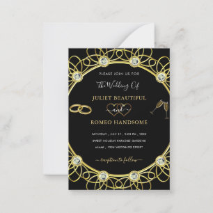 Diamond Gold Luxury Faire-part de mariage noire