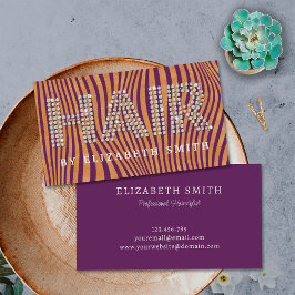 Diamond Gold Plum Lila Friseur Friseur Stylist Visitenkarte