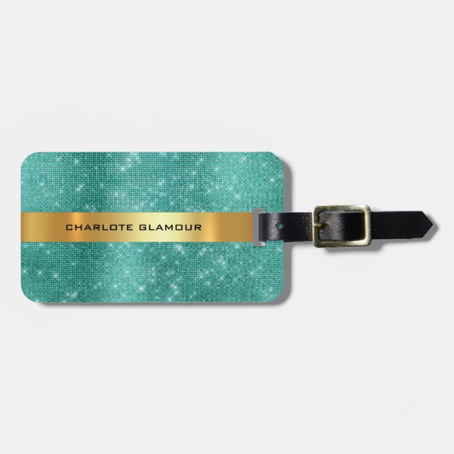 Diamond Gold Sequel Aquamariner Tropenminimalismus Gepäckanhänger (Vorderseite horizontal)