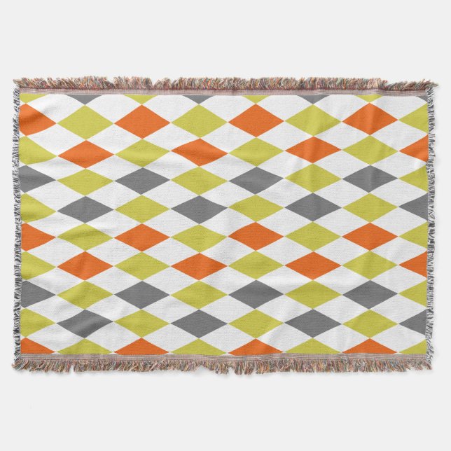 Diamond Gray Yellow Coral Modernes Harlequin Decke (Vorderseite)