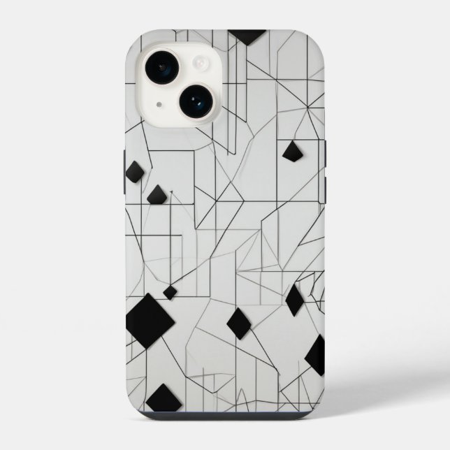 Diamond Grid Line Art iPhone 14 Hülle (Rückseite)