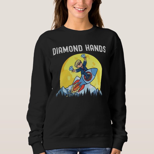 Diamond Hands Wallstreetbetts Amc to the Moon Meme Sweatshirt (Vorderseite)