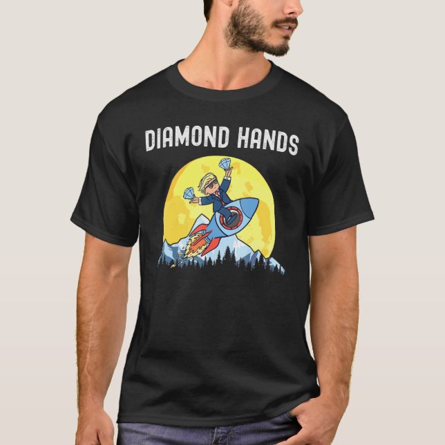 Diamond Hands Wallstreetbetts Amc to the Moon Meme T-Shirt (Vorderseite)