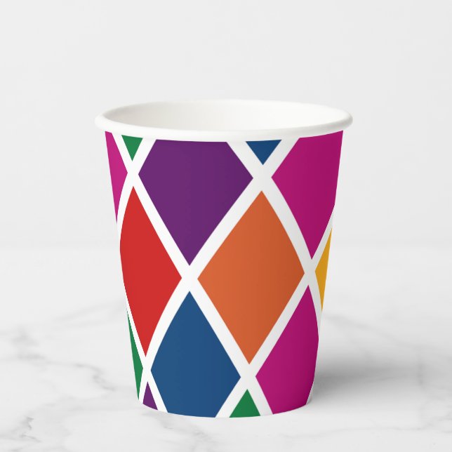 Diamond Harlequin Muster Große Papier-Cup Pappbecher (Vorderseite)