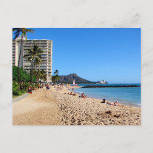 Diamond-Head-Krater mit rosa Segelboot Waikiki Ha Postkarte