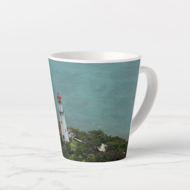 Diamond Head Lighthouse auf einer Latte-Tasse Milchtasse (Rechte Ecke)