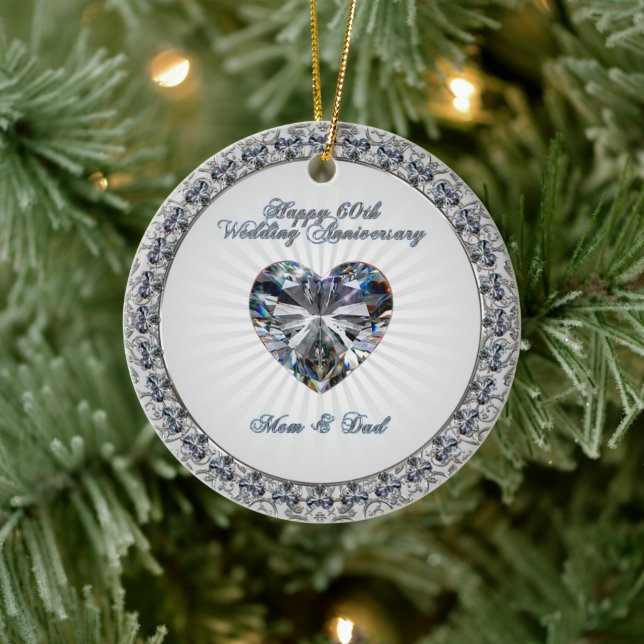 Diamond Heart 60. Hochzeitsszenarium Keramik Ornament (Baum)