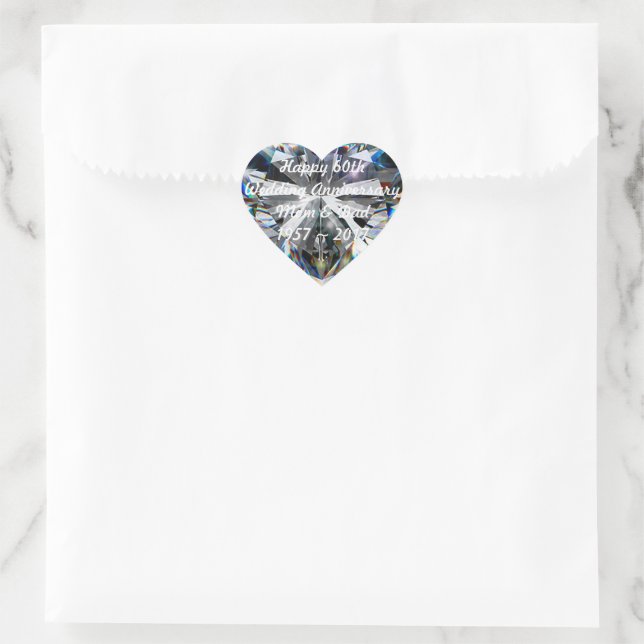 Diamond Heart 60. Hochzeitsticker Herz-Aufkleber (Tasche)