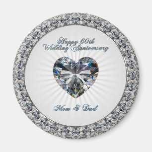 Diamond Heart 60e Anniversaire du Mariage Magnet
