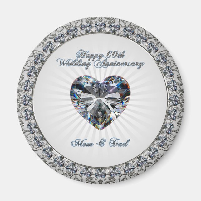 Diamond Heart 60e Anniversaire du Mariage Magnet (Devant)