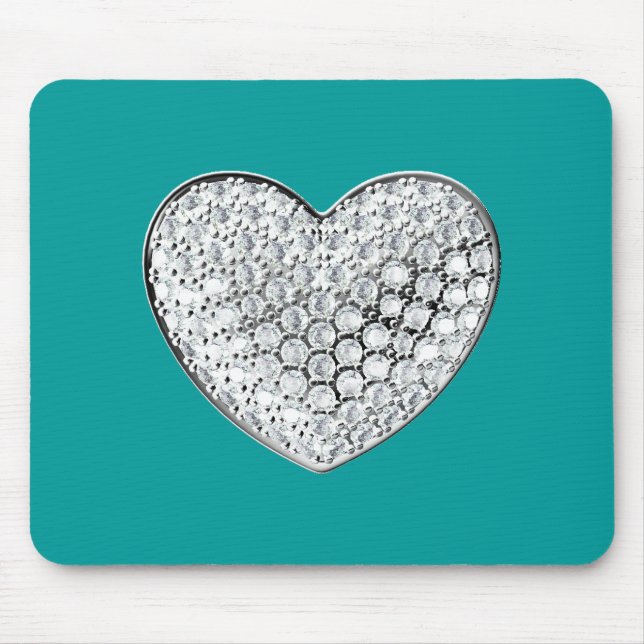 Diamond Heart - aquamarines bg Mousepad (Vorne)