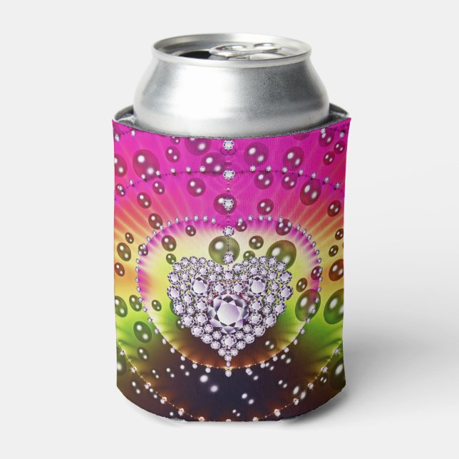 Diamond Heart Bling Can Cooler Dosenkühler (Kanne Vorderseite)