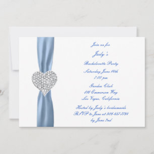 Diamond Heart Blue Bachelorette Party Invitation