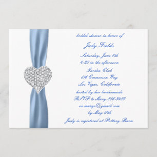 Diamond Heart Blue Wedding Brautparty Einladung