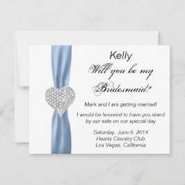 Diamond Heart Blue Wedding Bridesmaid Card Einladung