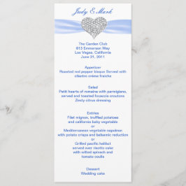 Diamond Heart Blue Wedding Menu Card Menükarte