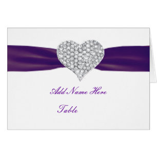 Diamond Heart Dark Lila Wedding Platzkarte