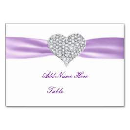 Diamond Heart Lila Hochzeitstisch Platzkarte Tischnummer