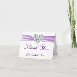 Diamond Heart Lila Wedding Dankeschön Karte