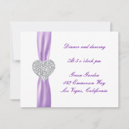 Diamond Heart Lila Wedding Reception Card Einladung
