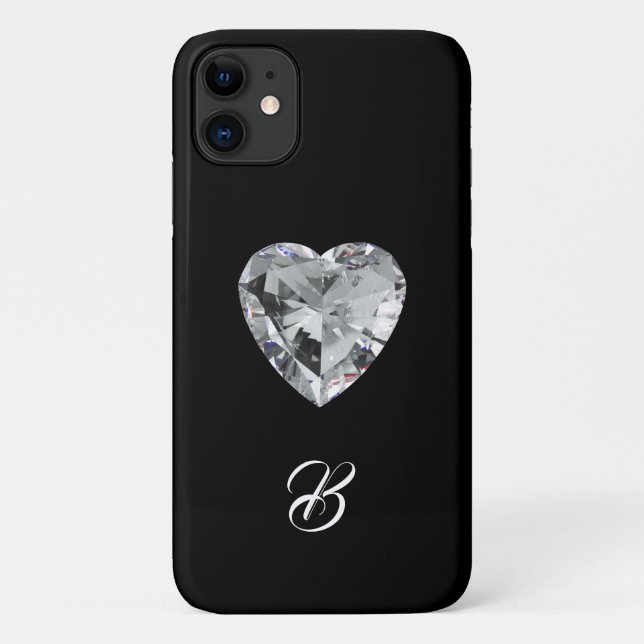 Diamond Heart Monogram Phone Case (Rückseite)