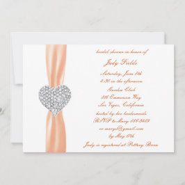 Diamond Heart Orange Wedding Brautparty Einladung