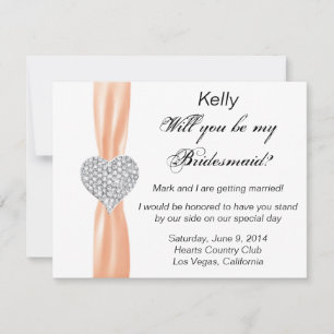 Diamond Heart Orange Wedding Bridesmaid Card Einladung