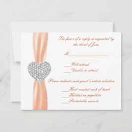 Diamond Heart Orange Wedding Response Card RSVP Karte