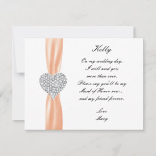Diamond Heart Orange Wedding Trauzeugin Card Einladung