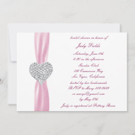 Diamond Heart Pink Wedding Brautparty Einladung