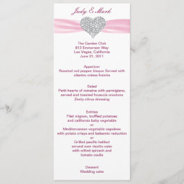 Diamond Heart Pink Wedelkarte Menükarte