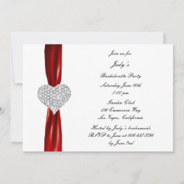 Diamond Heart Red Junggeselinnen-Abschied Einladun Einladung