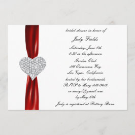 Diamond Heart Red Wedding Bridal Dusche Einladung